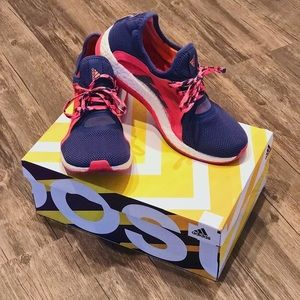 Adidas Pureboost X in “Raw Purple / Shock Red”